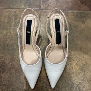 Zara White Slingback Heels